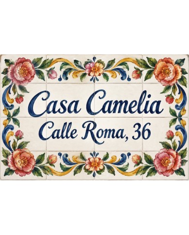 Hand-painted house sign: Casa Camelia PER008, Hispalcerámica