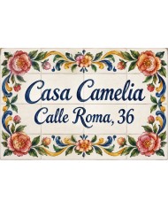 Rótulo de casa pintado a mano: Casa Camelia PER008, Hispalcerámica