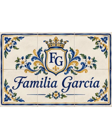 Blason familial et nom en carreaux PER010, Hispalcerámica