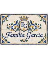 Escudo familiar y nombre en azulejos PER010, Hispalcerámica