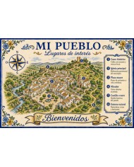 Mural turístico de un pueblo con sus lugares de interés PER012, Hispalcerámica